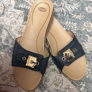 Dr. Scholl's Black and Gold Textured Mules